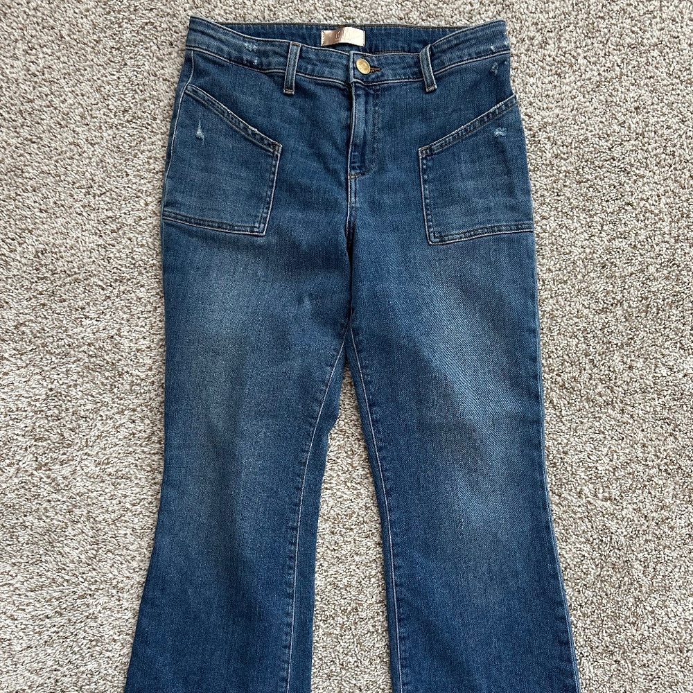 KUT Kelsey High Rise Ankle Flare - Inspiration W/ Medium Base Wash Size 6